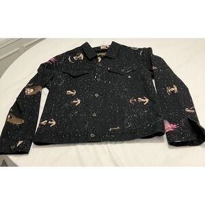 Star Wars Levi's Denim Jacket Men's Size Large Black Galaxy Print